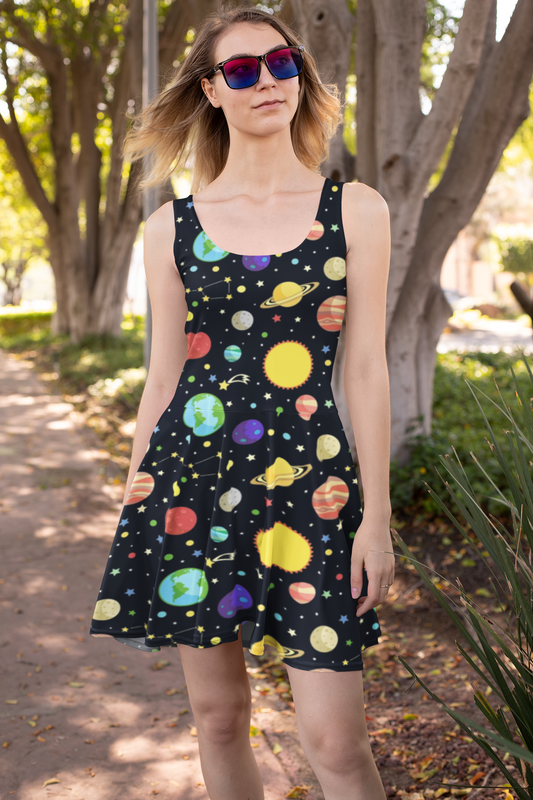 Solar System Sleeveless Skater Dress