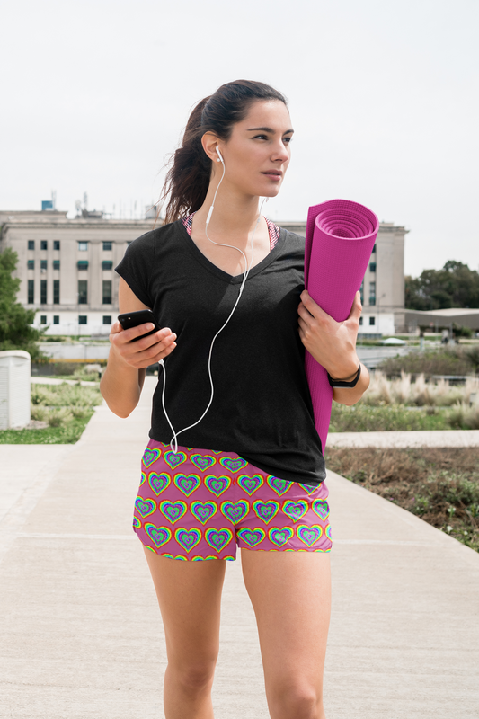 Rainbow Hearts Women's Short Shorts