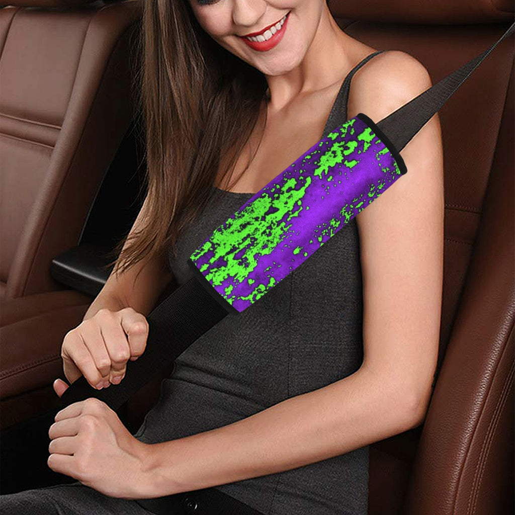 Neon Green Splash Car Seat Belt Cover 7" x 12.6"