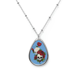 Skulls and Roses Oval Necklace