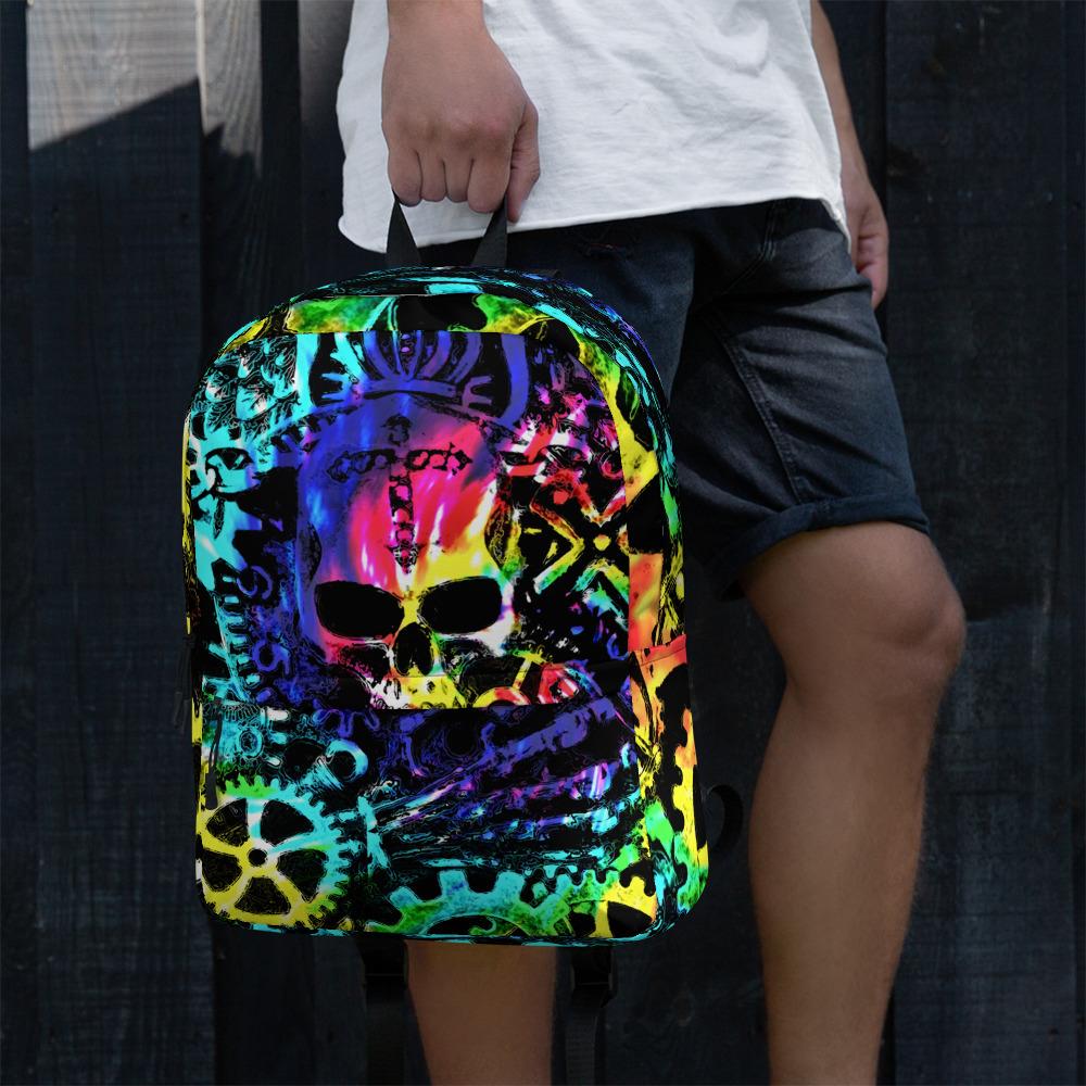 Tie Dye Steampunk Skull Water-Resistant Backpack