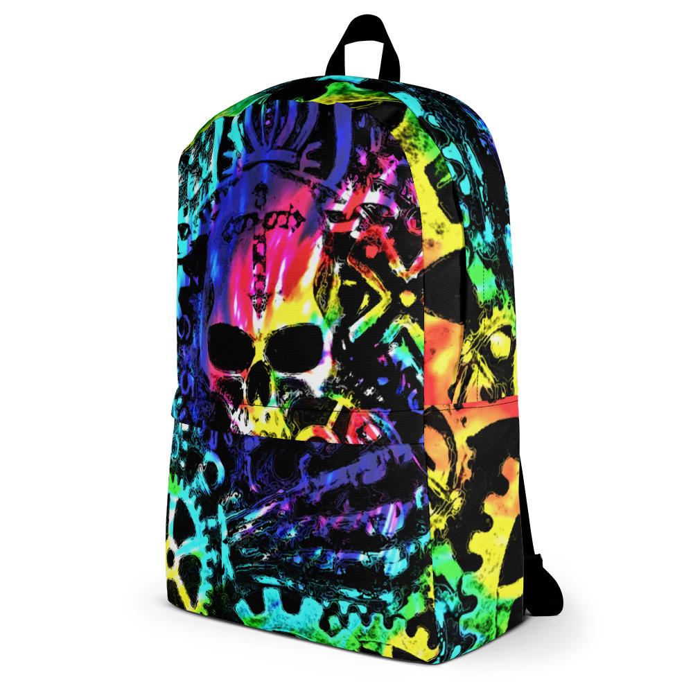 Tie Dye Steampunk Skull Water-Resistant Backpack