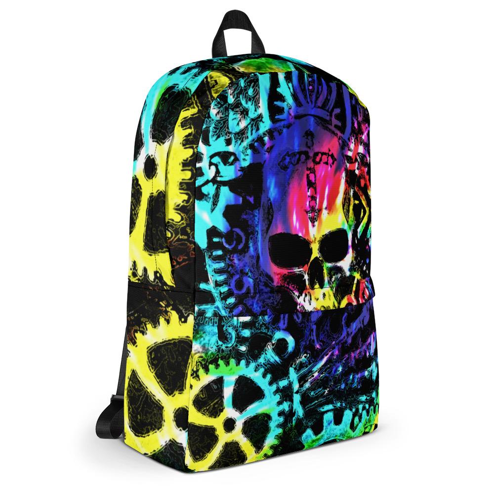 Tie Dye Steampunk Skull Water-Resistant Backpack