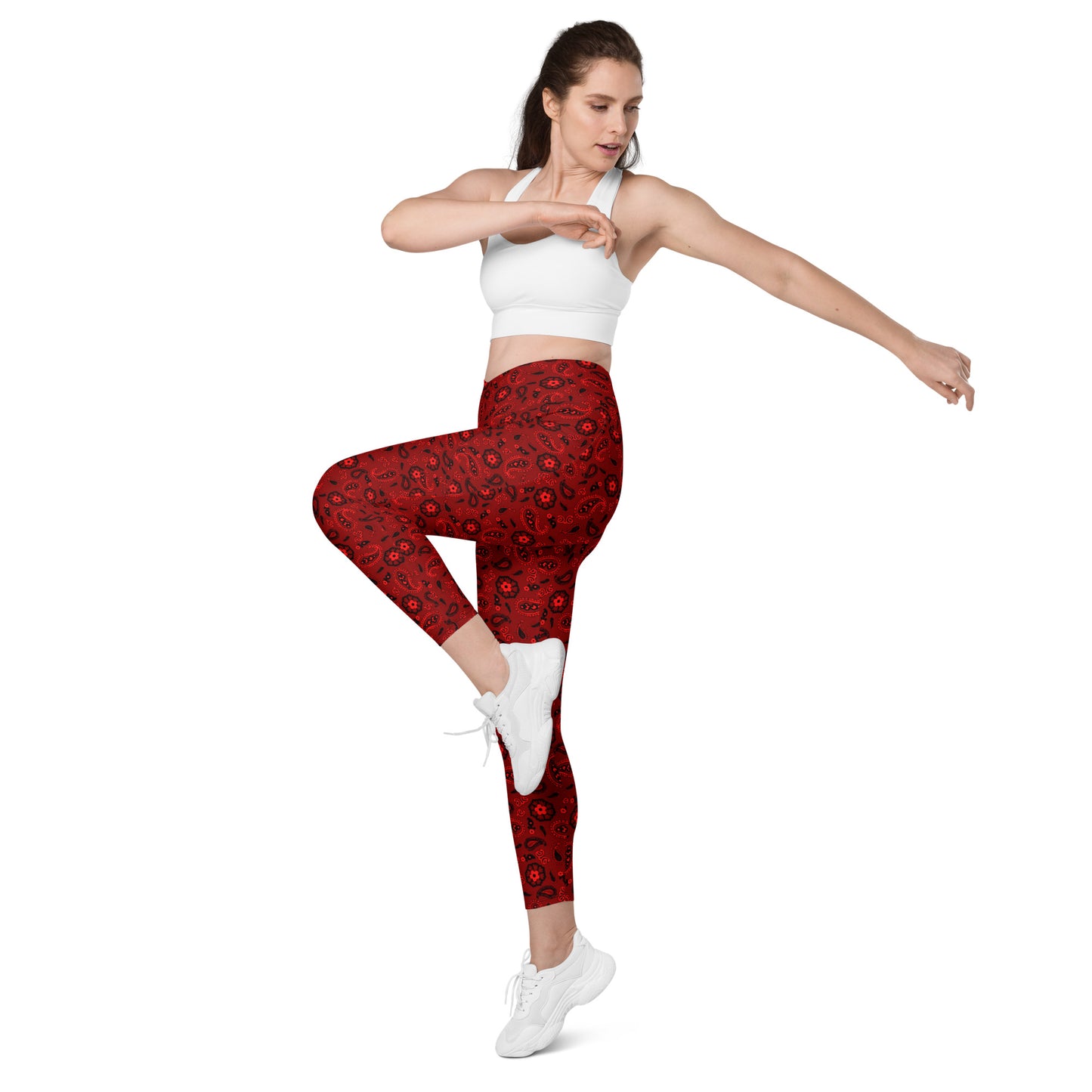 Red Bandanna Crossover Leggings