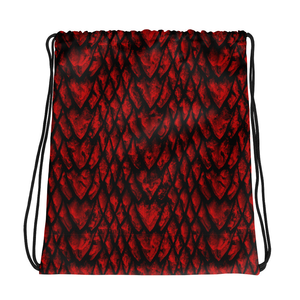 Ruby Dragon Scale Drawstring Bag