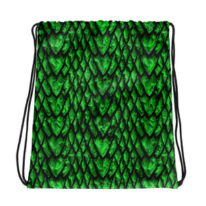 Emerald Dragon Scale Drawstring Bag