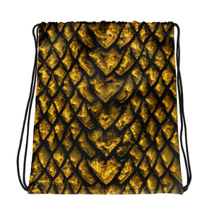 Gold Dragon Scale Drawstring Bag