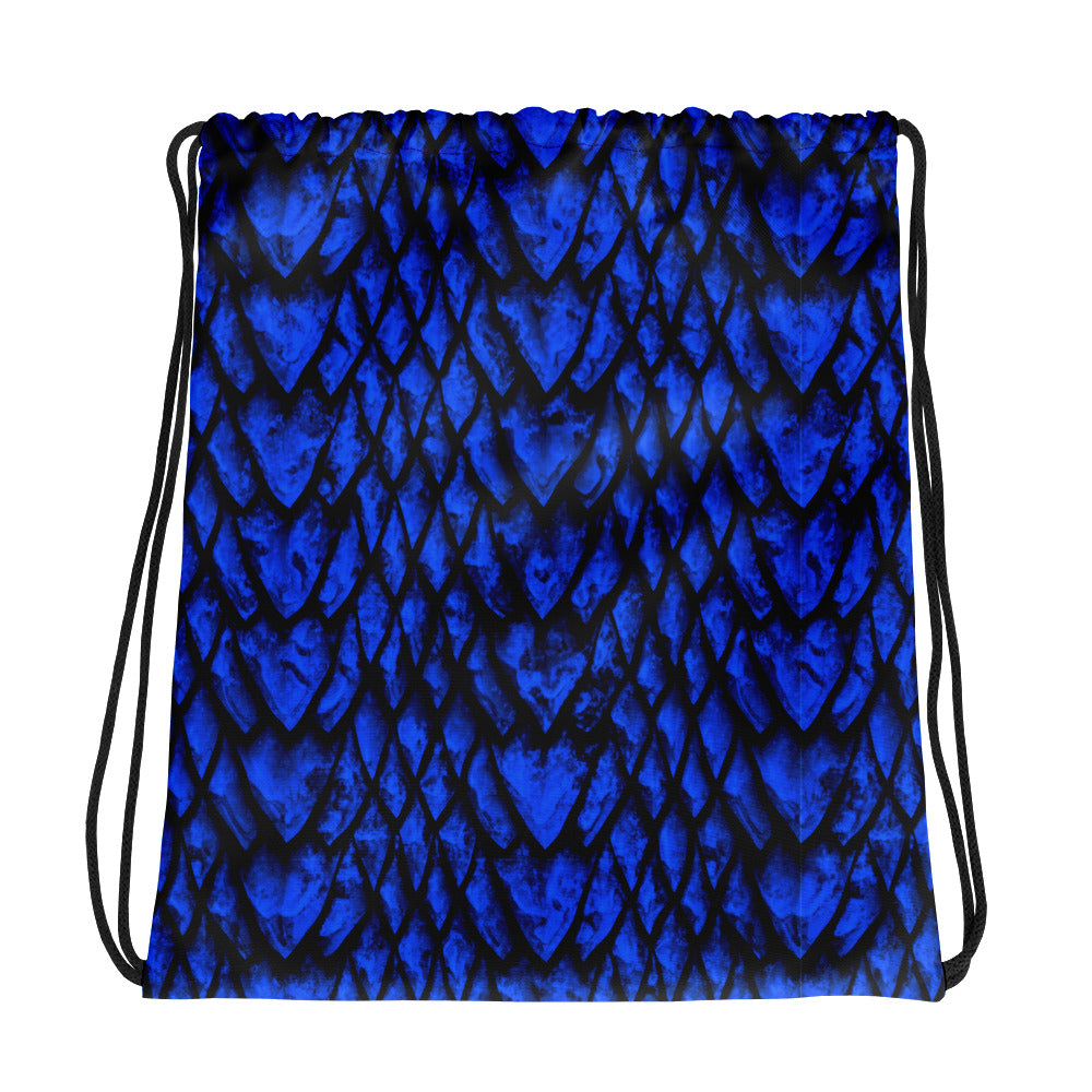 Sapphire Dragon Scale Drawstring Bag