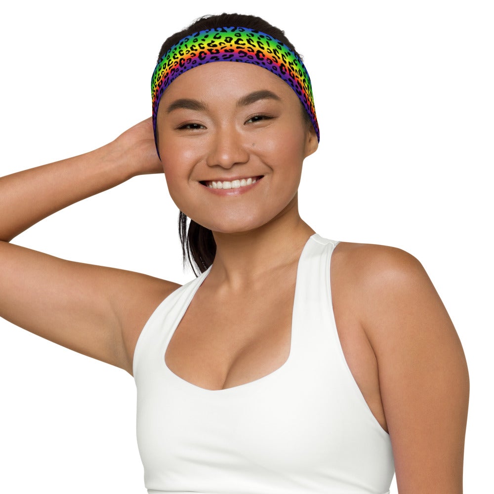 Rainbow Leopard Print Headband
