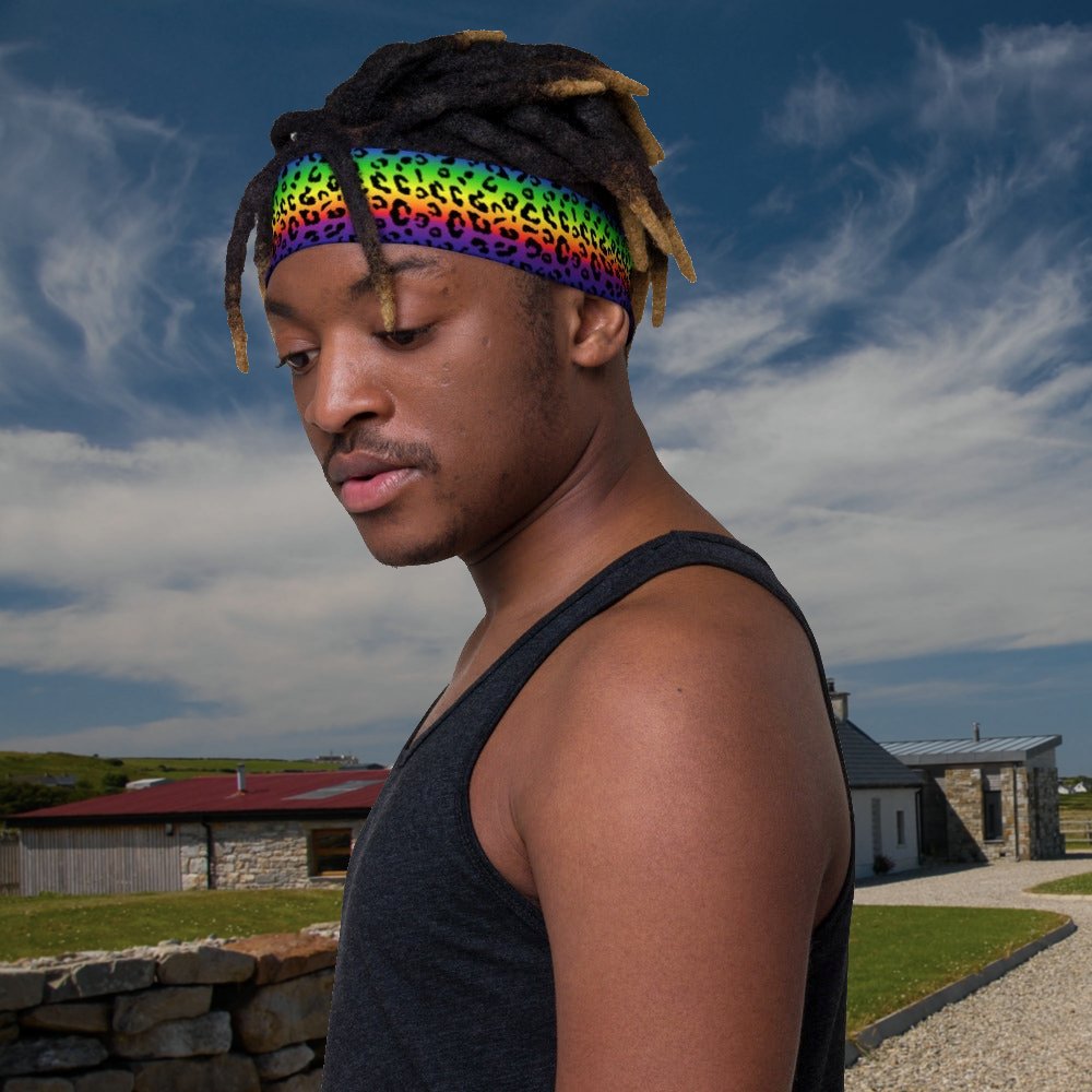 Rainbow Leopard Print Headband