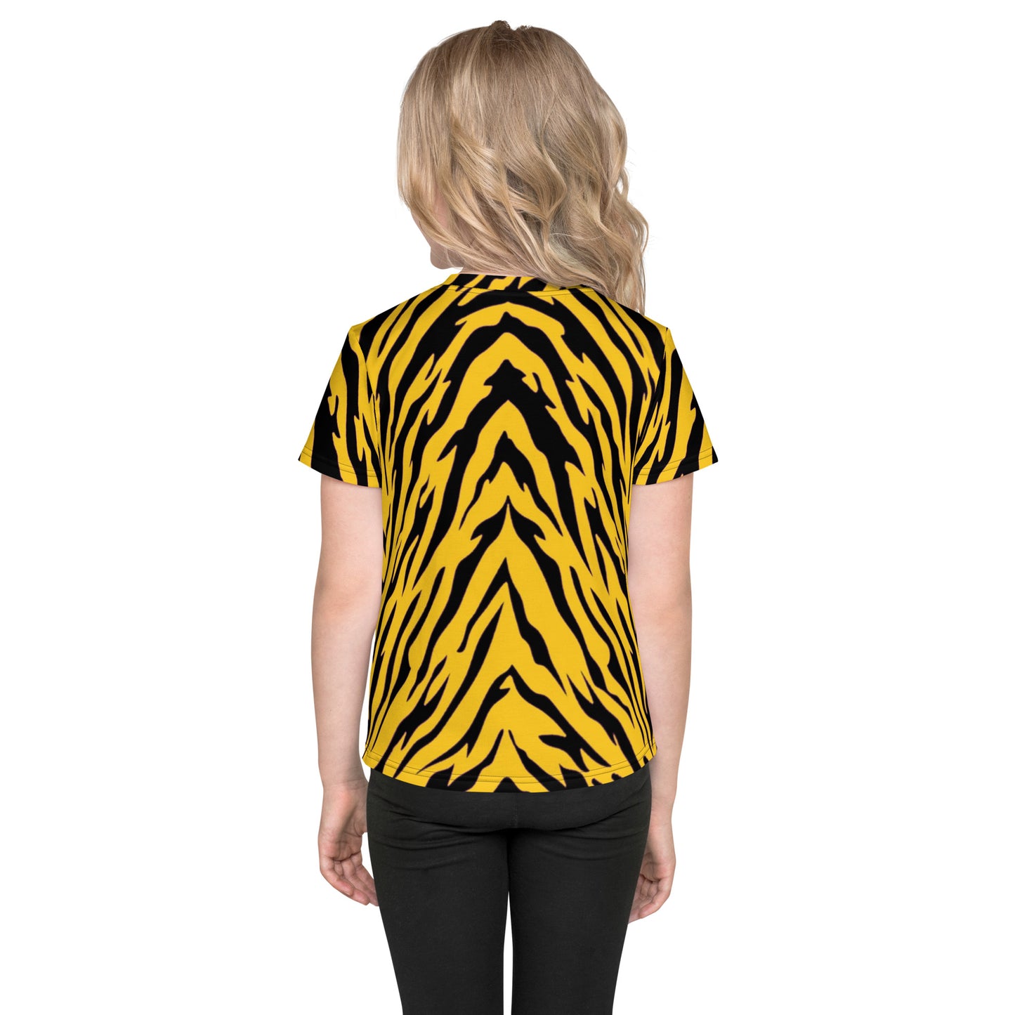 Black and Gold Tiger Stripes Kids' Crew Neck T-shirt