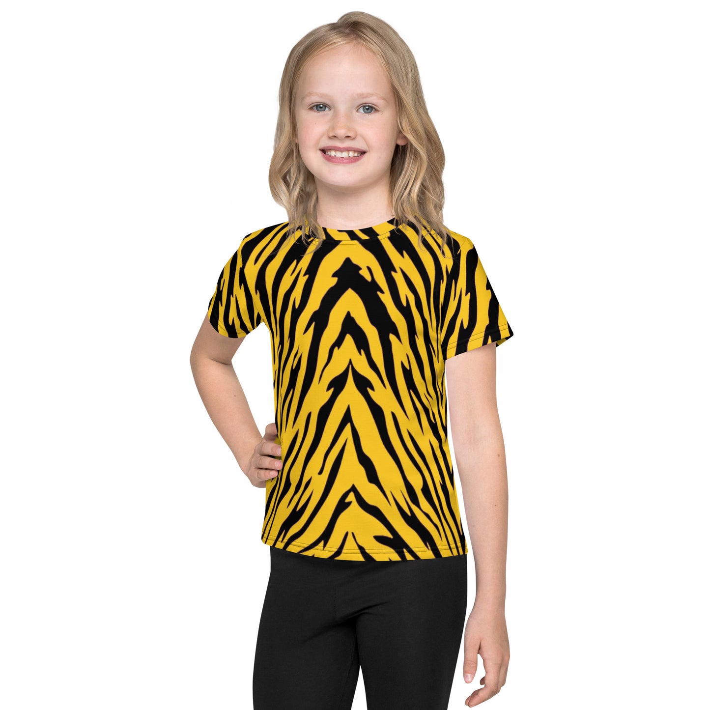 Black and Gold Tiger Stripes Kids' Crew Neck T-shirt