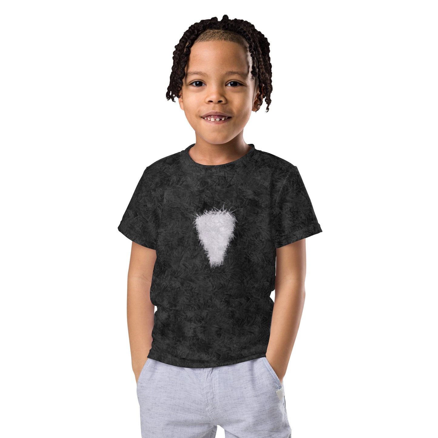 Black Cat with White Bib Fur Print Kids' T-shirt