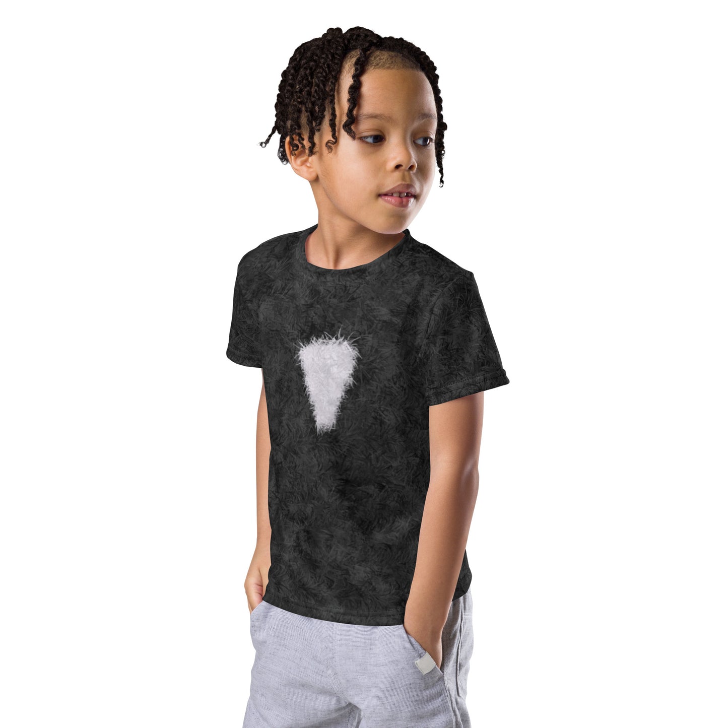 Black Cat with White Bib Fur Print Kids' T-shirt