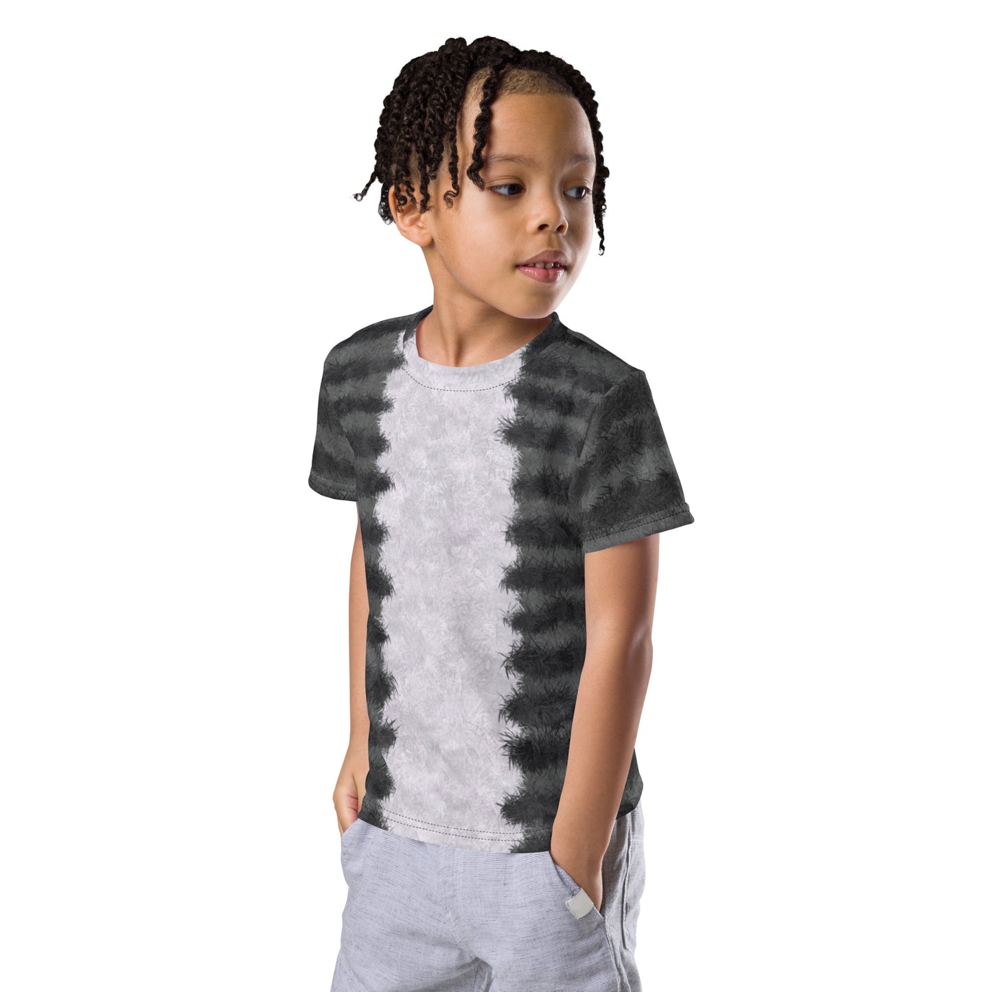 Grey Tabby Cat Fur Print Kids' T-shirt