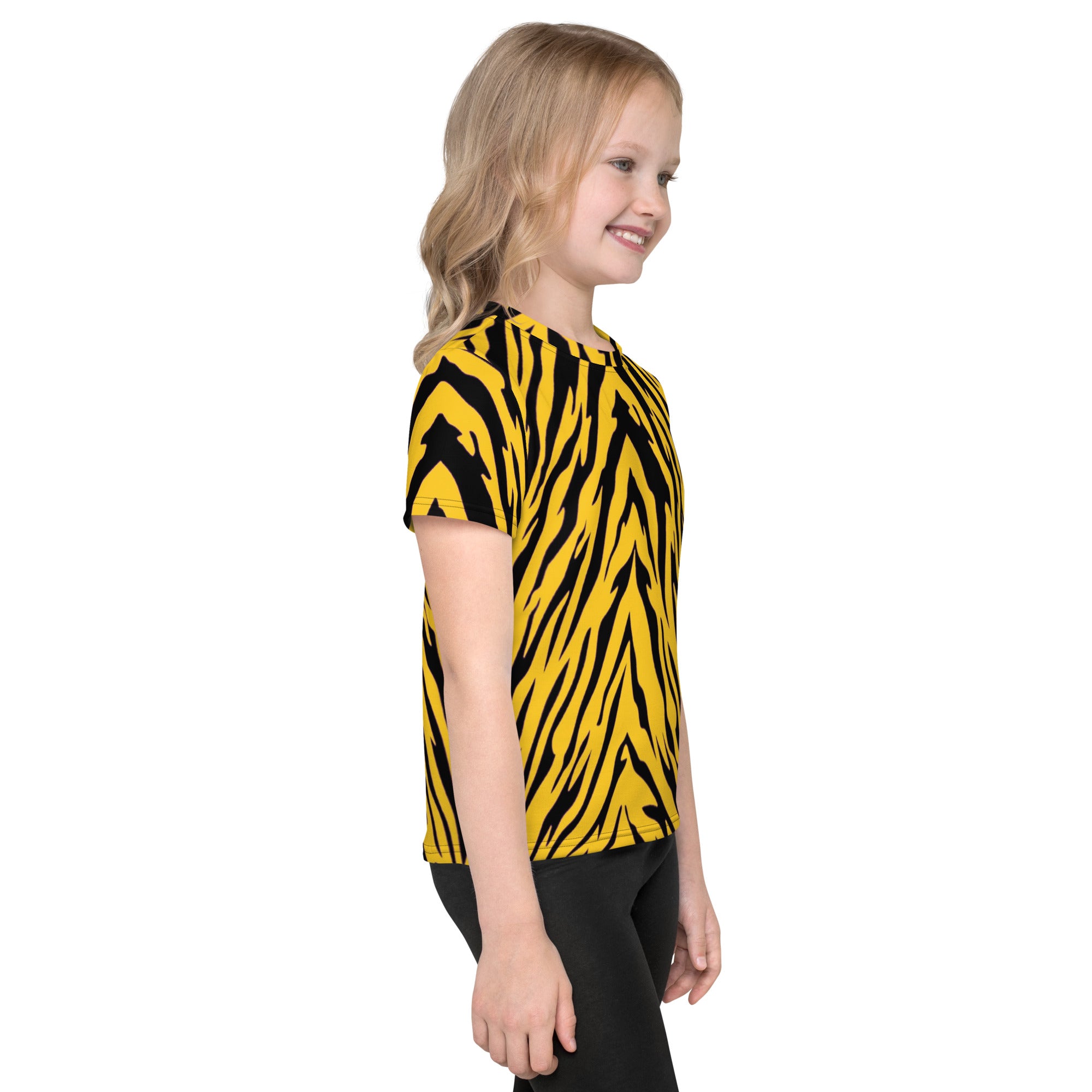 Black and Gold Tiger Stripe Kids Crew Neck T-shirt