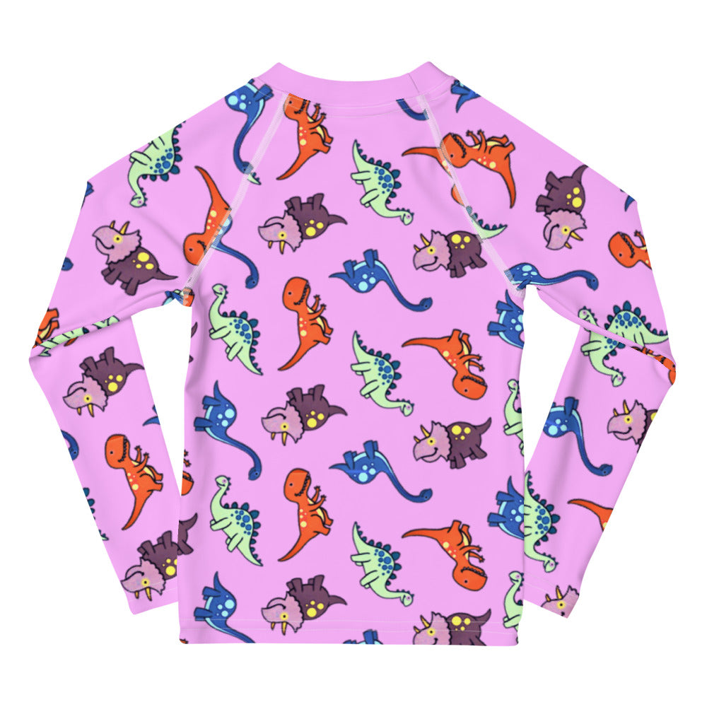 Pink Dinosaur Kids' Rash Guard