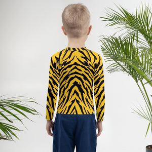 Black and Gold Tiger Stripes Kids' Rash Guard