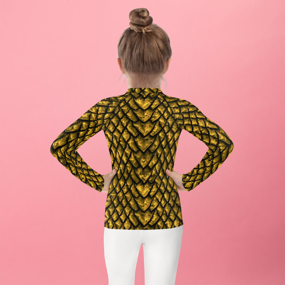 Gold Dragon Scale Kids' Rash Guard