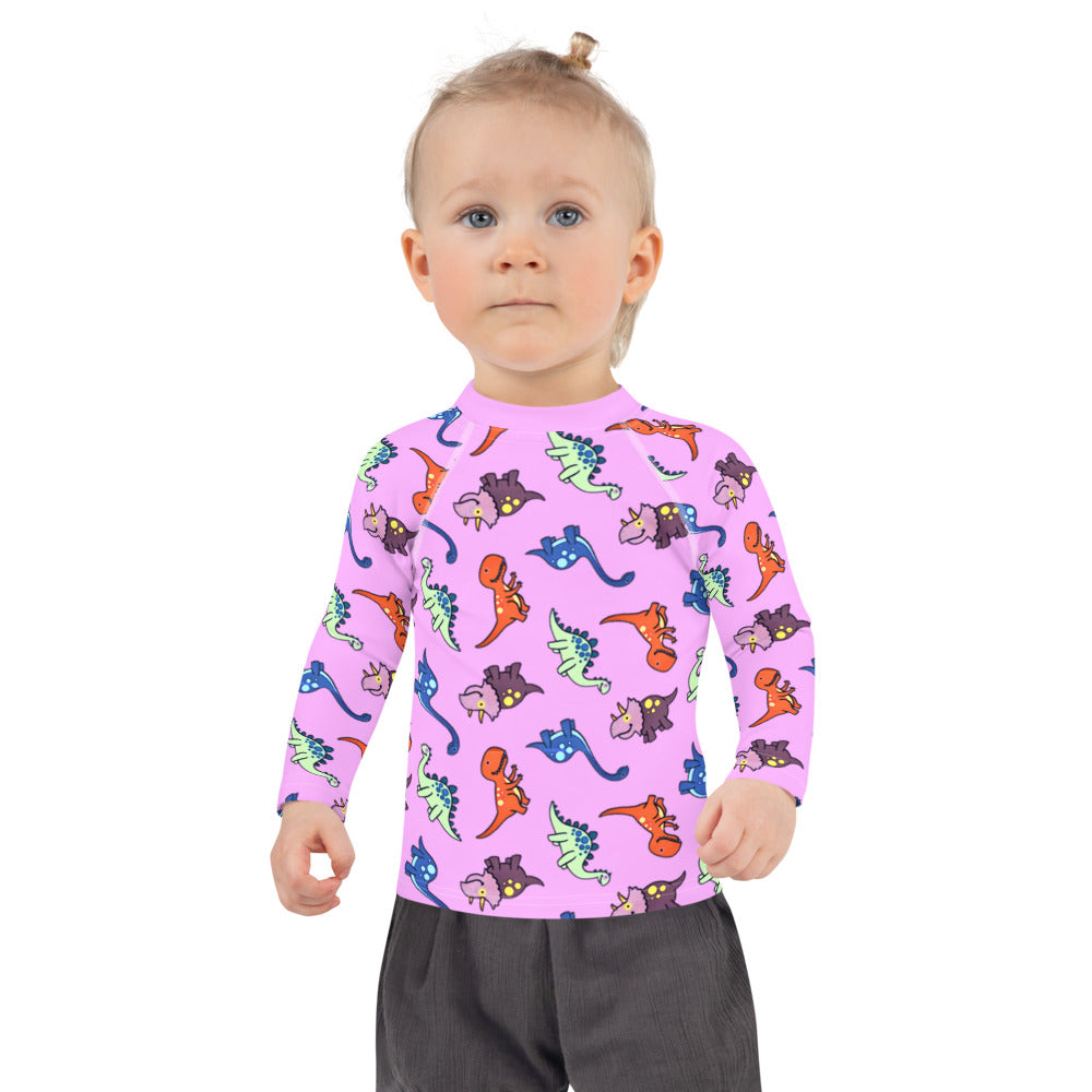 Pink Dinosaur Kids' Rash Guard