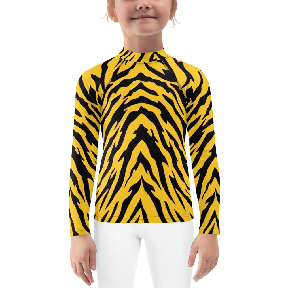 Black and Gold Tiger Stripes Kids' Rash Guard