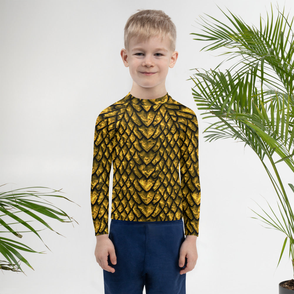 Gold Dragon Scale Kids' Rash Guard