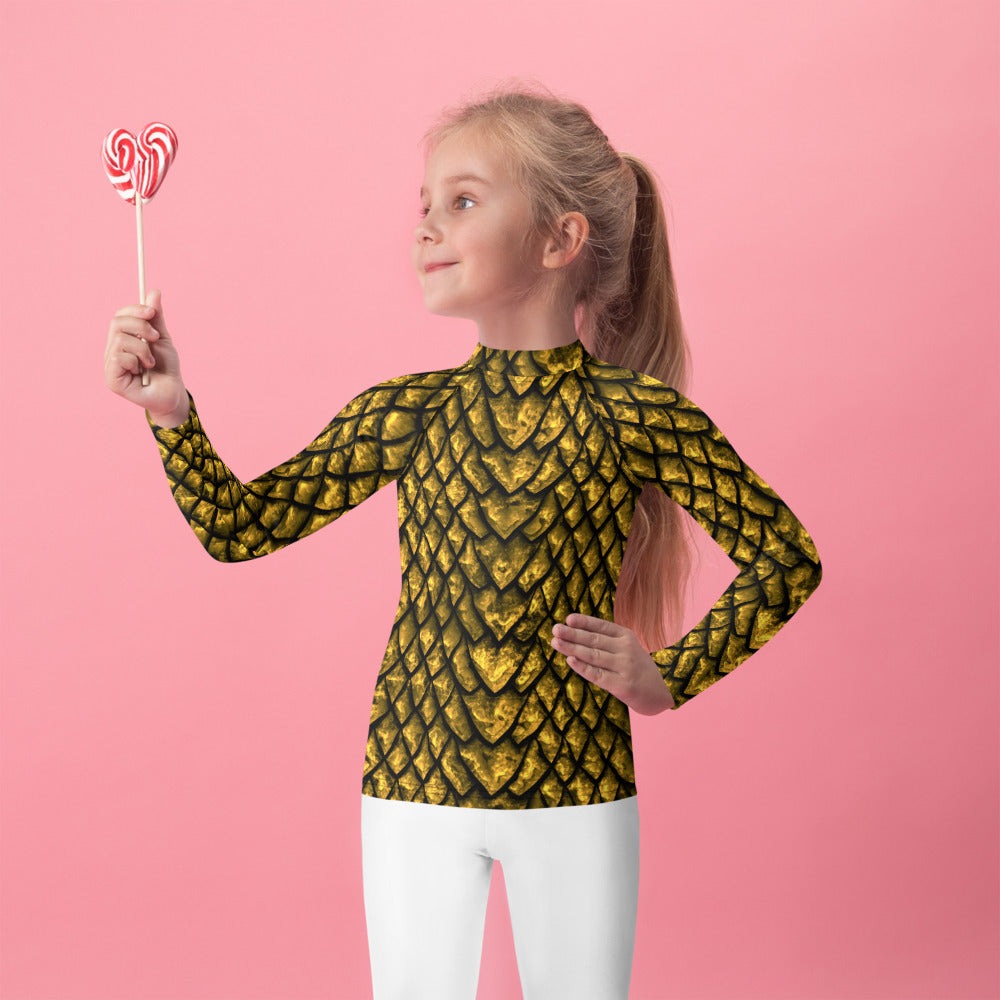 Gold Dragon Scale Kids' Rash Guard