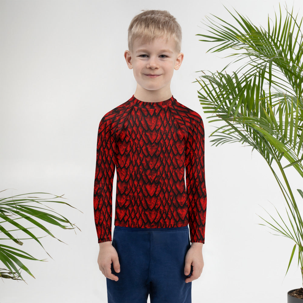 Ruby Dragon Scale Kids' Rash Guard