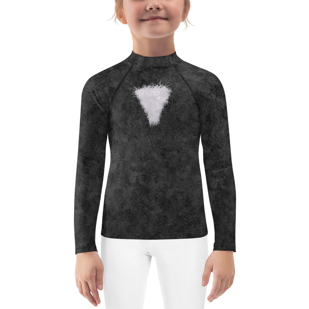 Black Cat with White Bib Fur Print Kids' Rash Guard