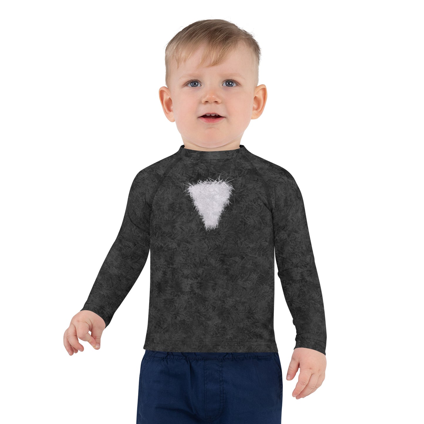 Black Cat with White Bib Fur Print Kids' Rash Guard