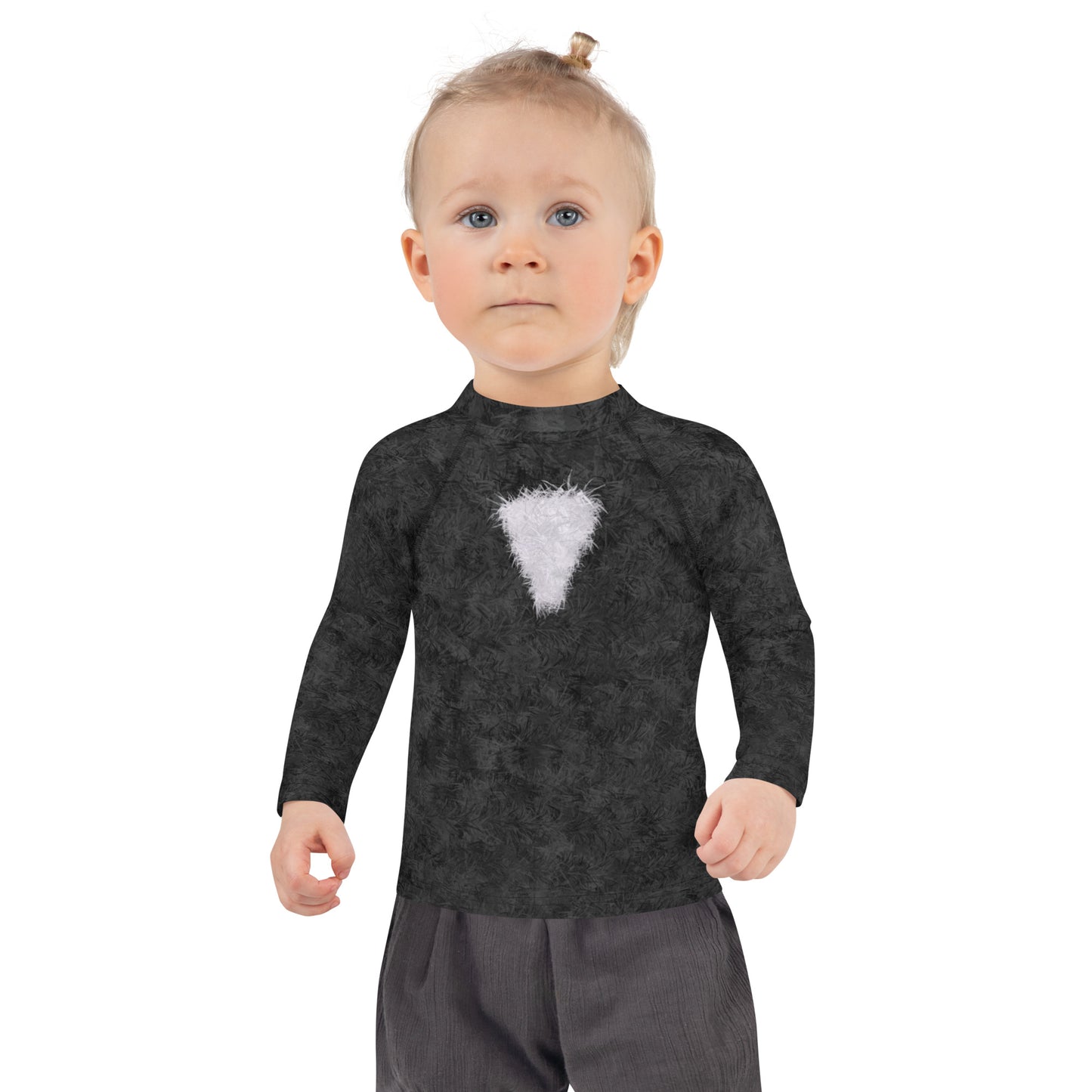 Black Cat with White Bib Fur Print Kids' Rash Guard