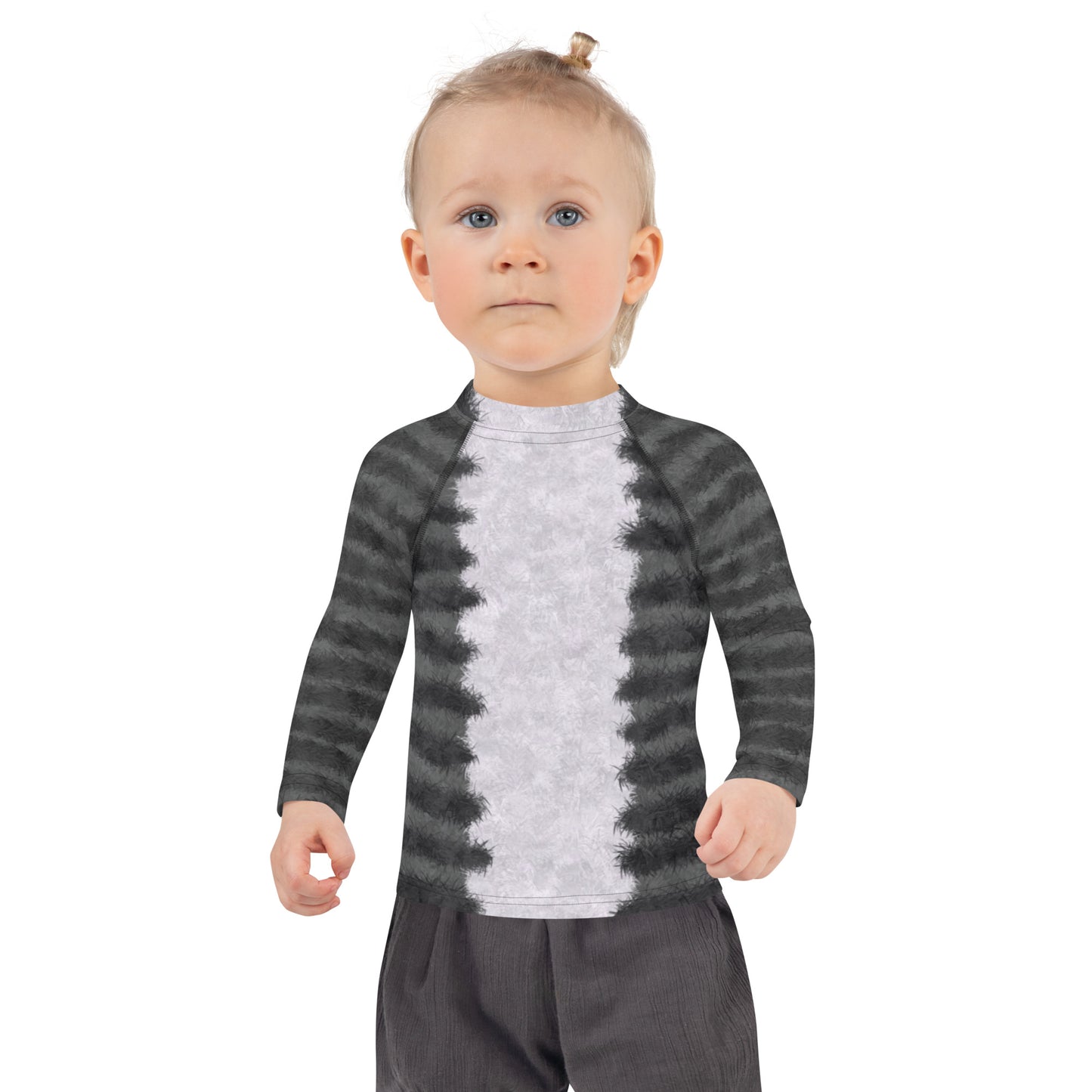 Grey Tabby Cat Fur Print Kids' Rash Guard