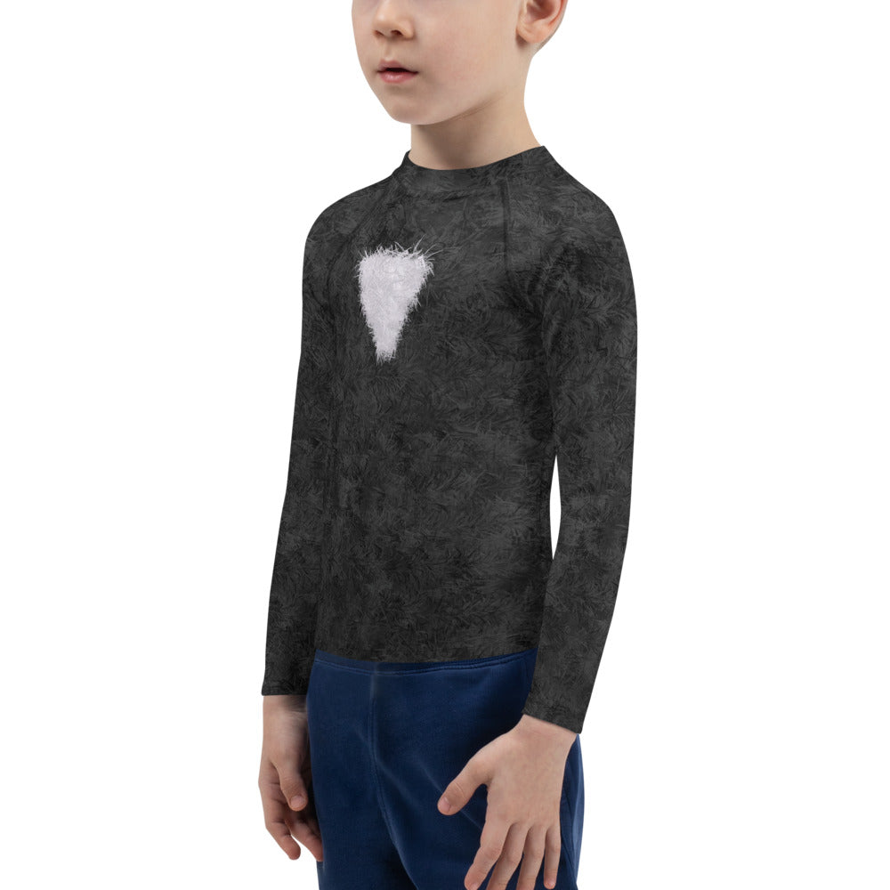 Black Cat with White Bib Fur Print Kids' Rash Guard