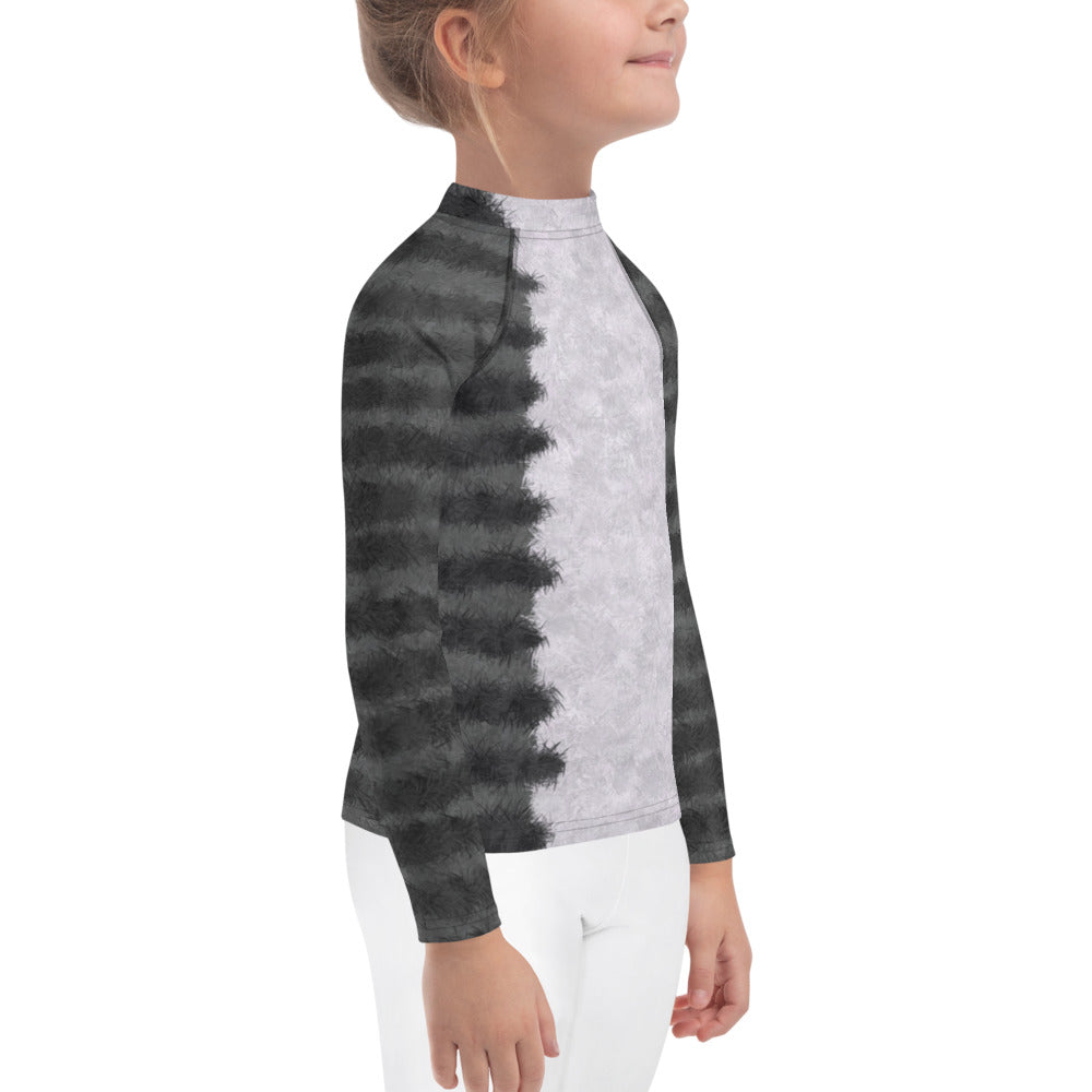 Grey Tabby Cat Fur Print Kids' Rash Guard