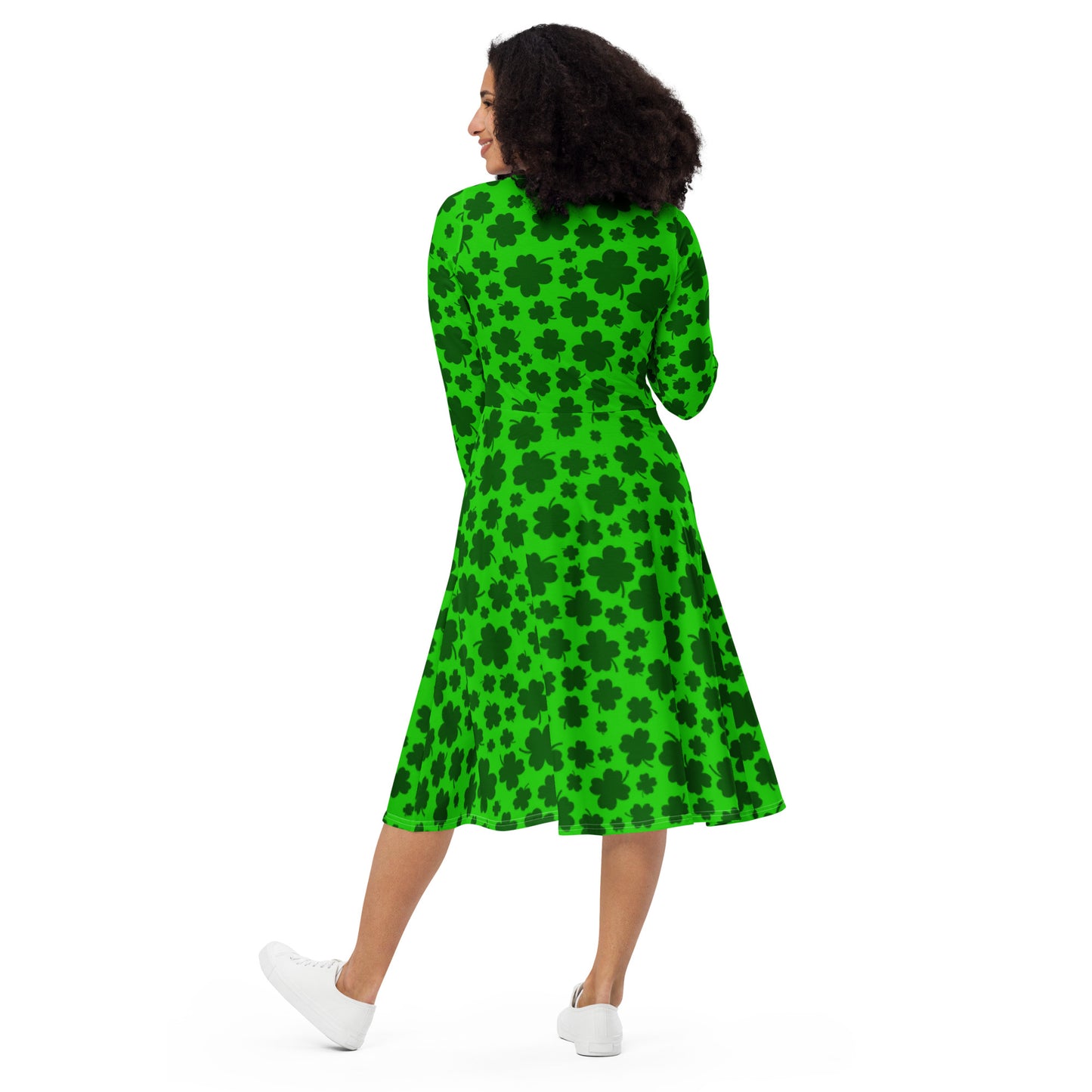 Lucky Clovers Long Sleeve Midi Dress