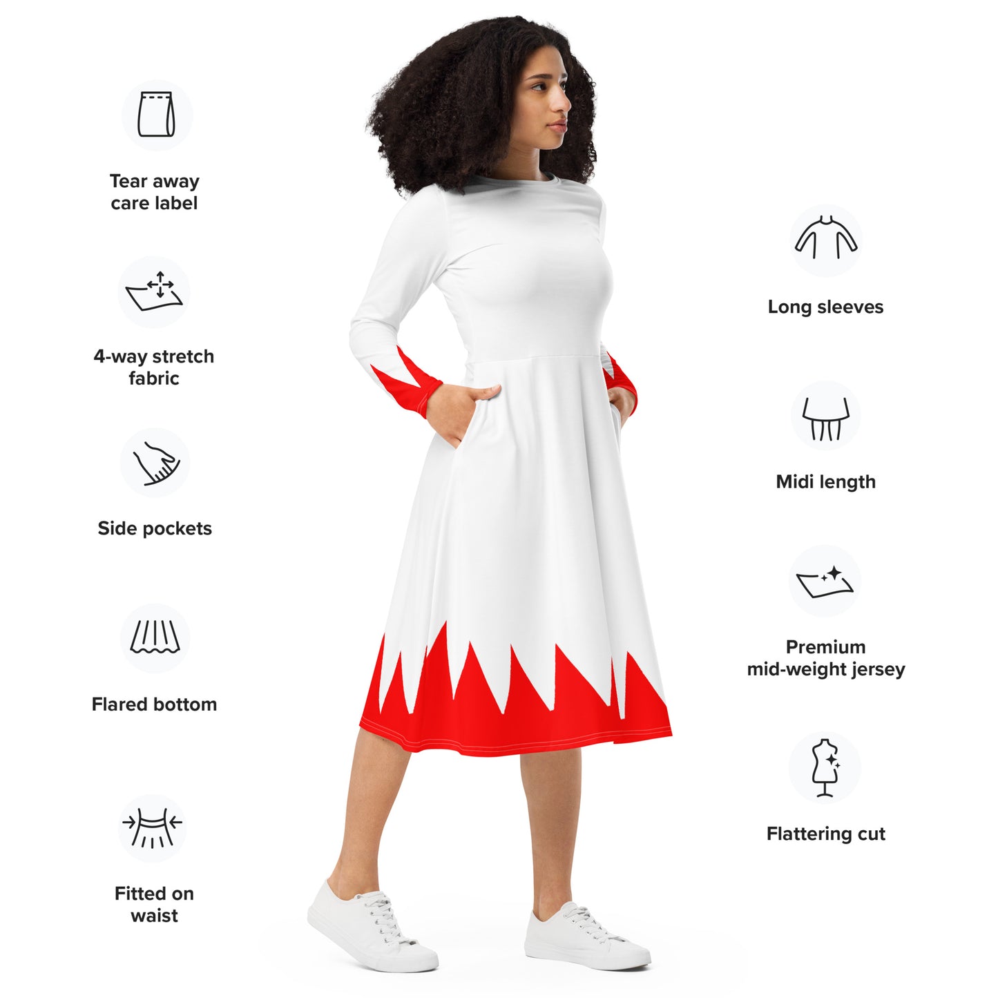 White Mage Long Sleeve Midi Dress