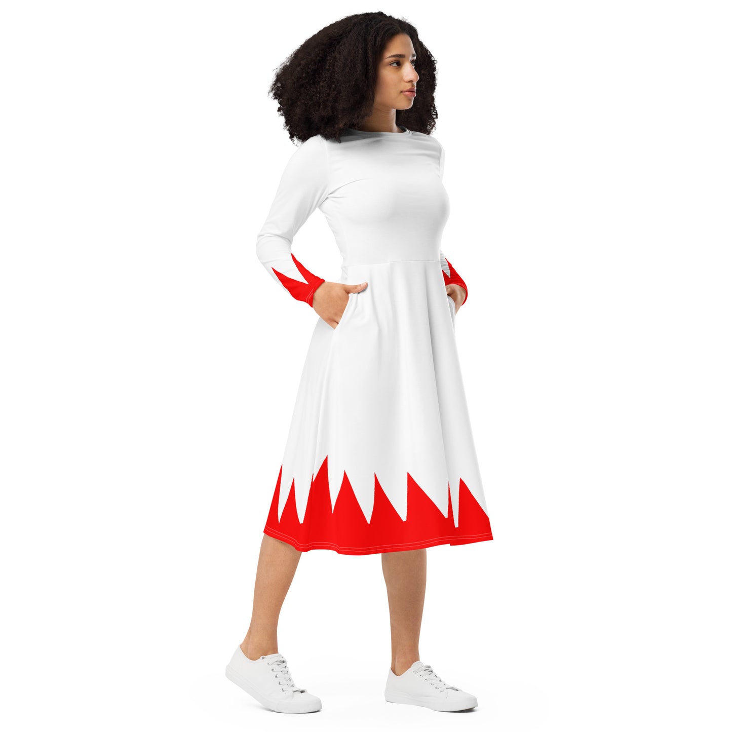 White Mage Long Sleeve Midi Dress