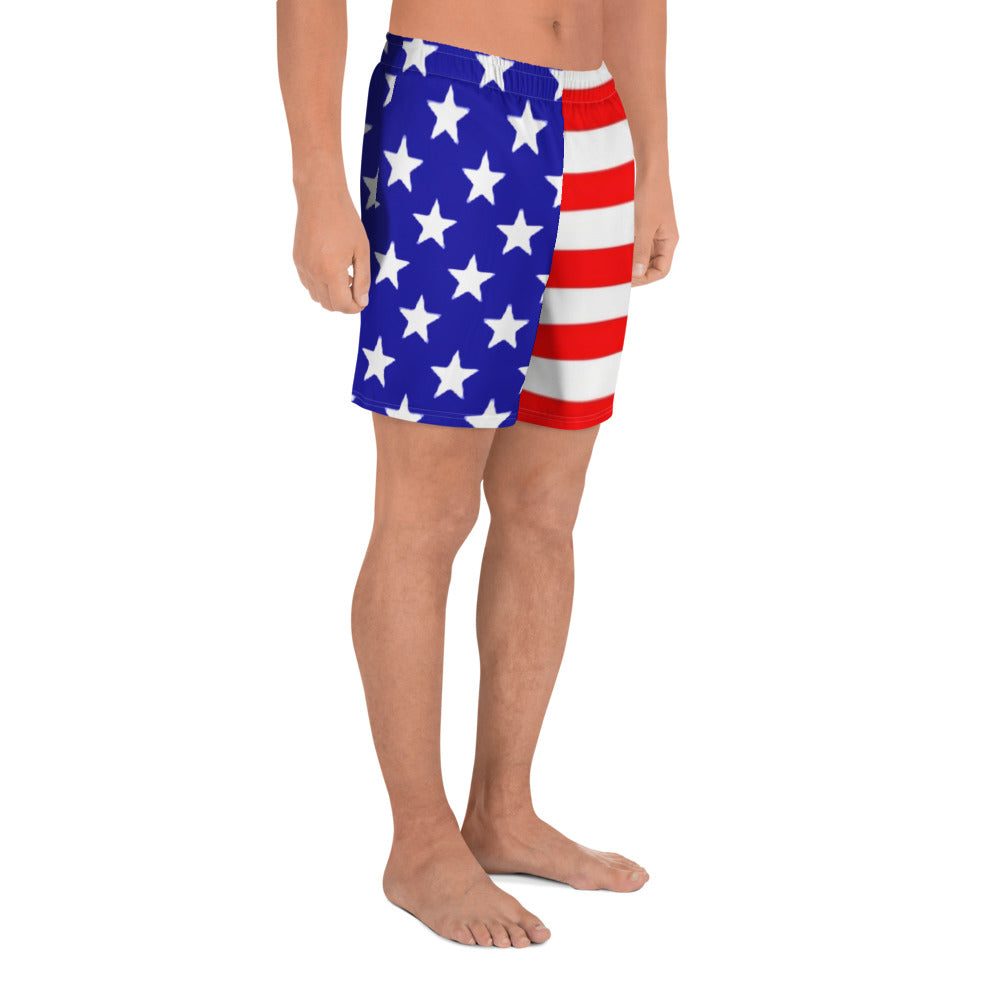 American Flag Men's Athletic Mid-Length Shorts
