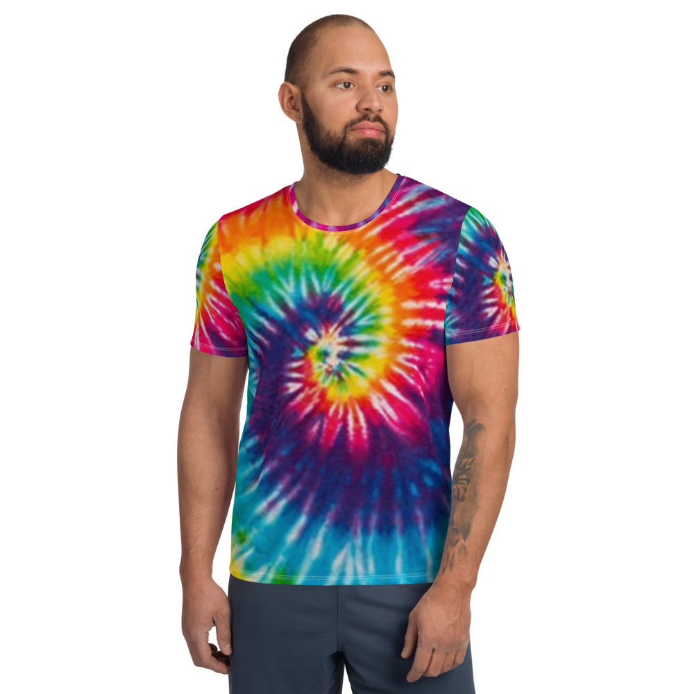 Rainbow Tie Dye Men's Athletic T-shirt