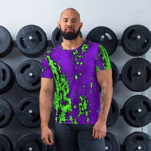 Neon Green Splash Men's Athletic T-shirt