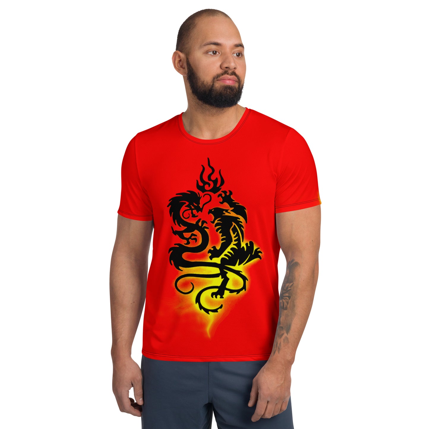 Dragon Versus Tiger Men's Athletic T-shirt