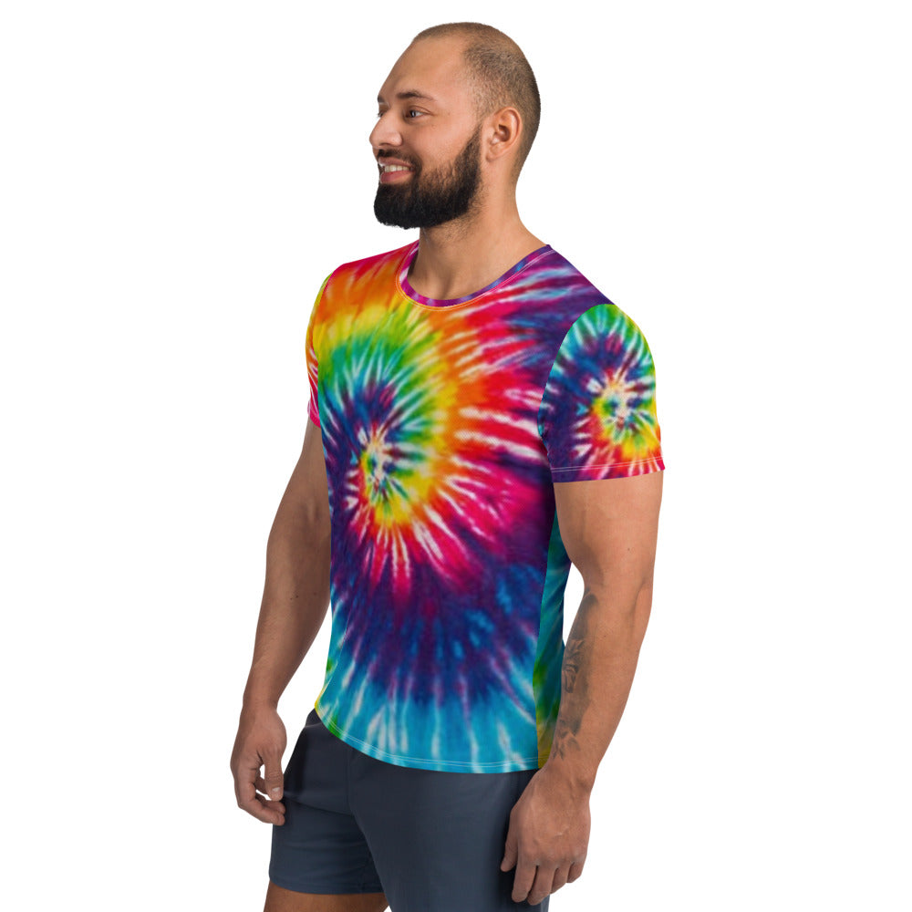 Rainbow Tie Dye Men's Athletic T-shirt