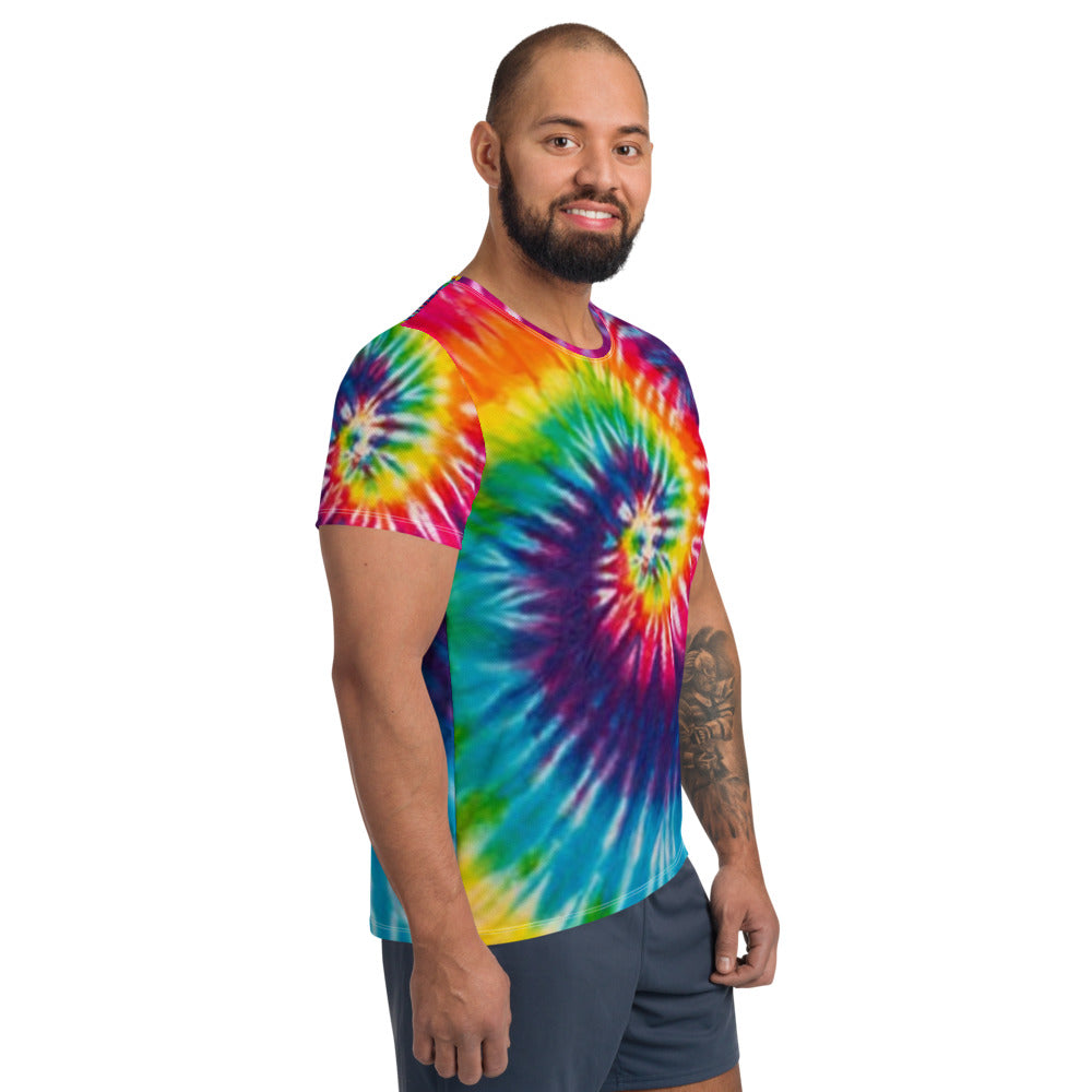 Rainbow Tie Dye Men's Athletic T-shirt