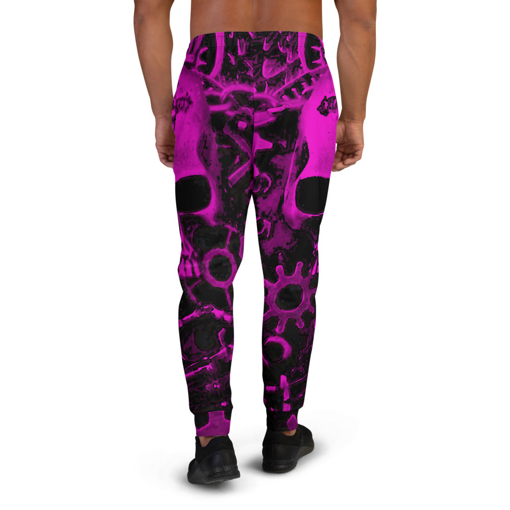 Men's Pink Steampunk Skull Slim Fit Joggers