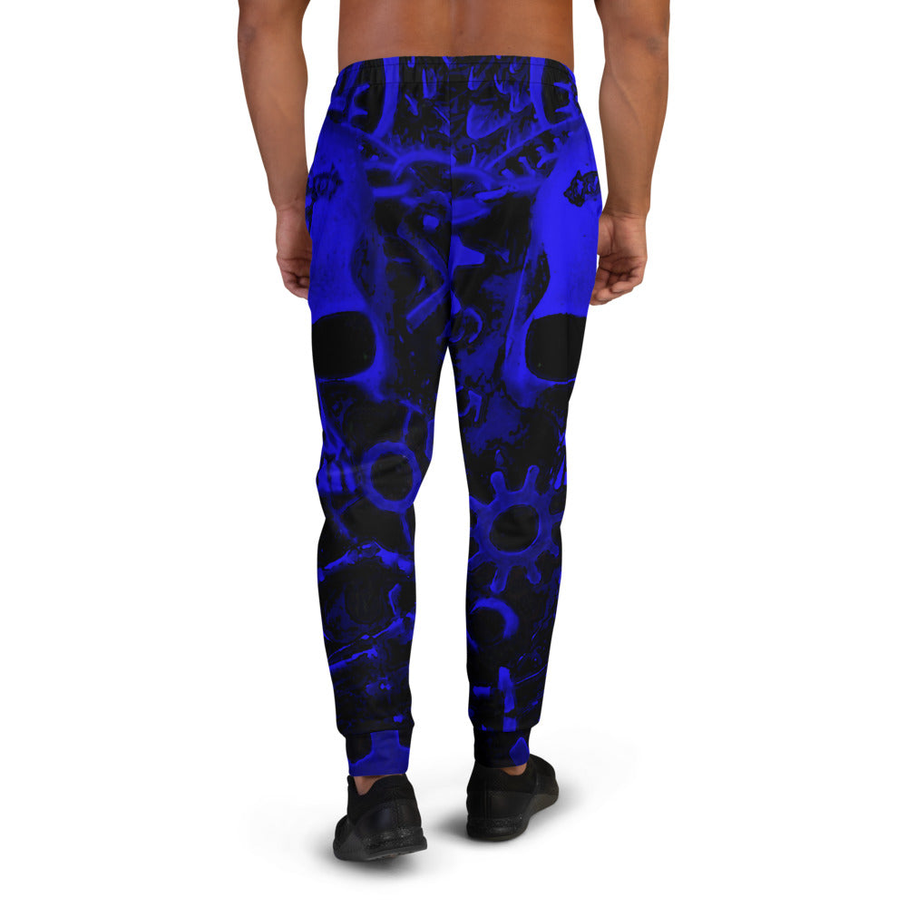 Blue Steampunk Skull Slim Fit Men's Joggers