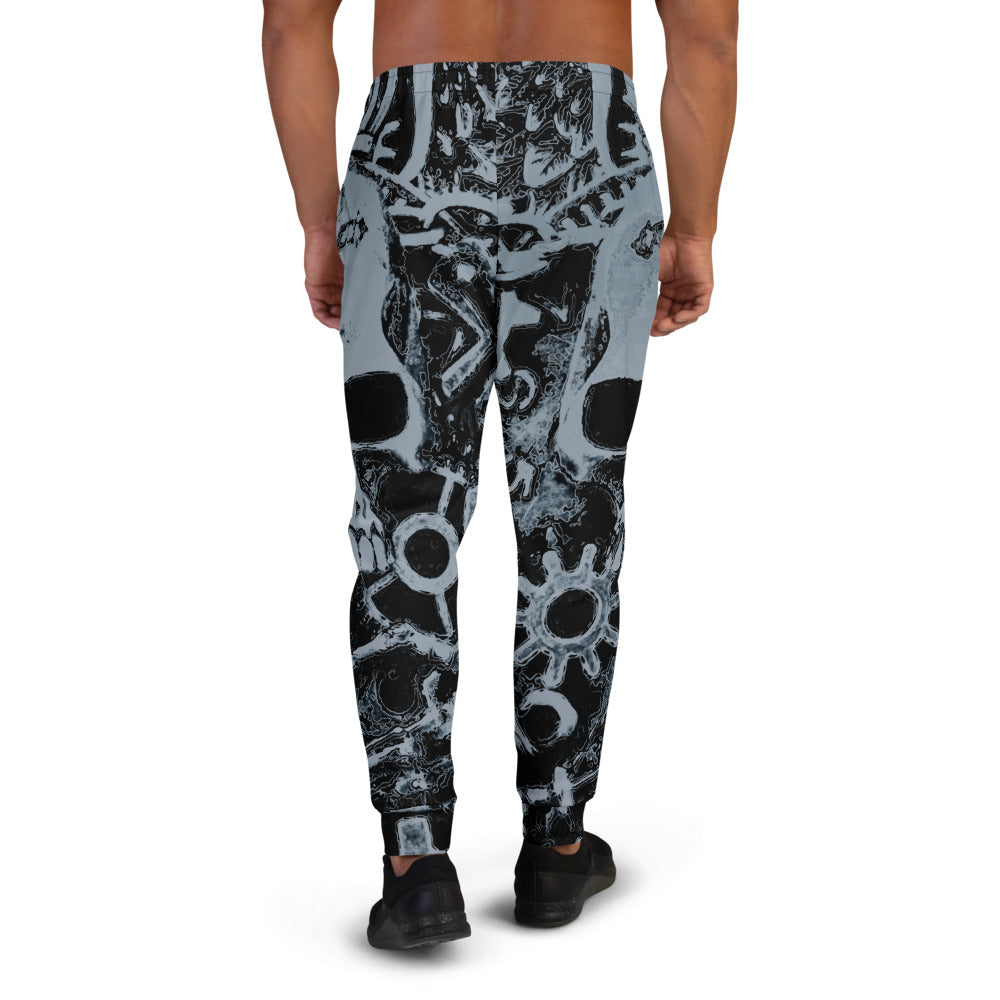 Grey Steampunk Skull Slim Fit Men's Joggers