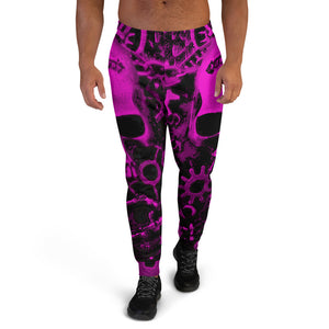 Men's Pink Steampunk Skull Slim Fit Joggers