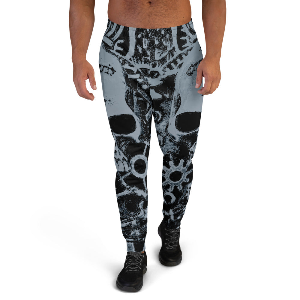 Grey Steampunk Skull Slim Fit Men's Joggers