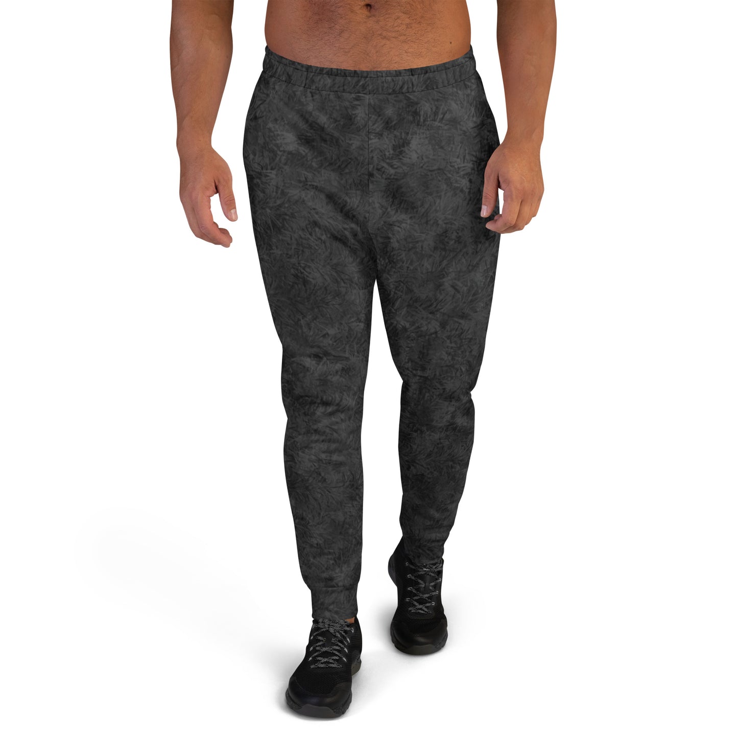 Black Cat Fur Print Men's Slim Fit Joggers