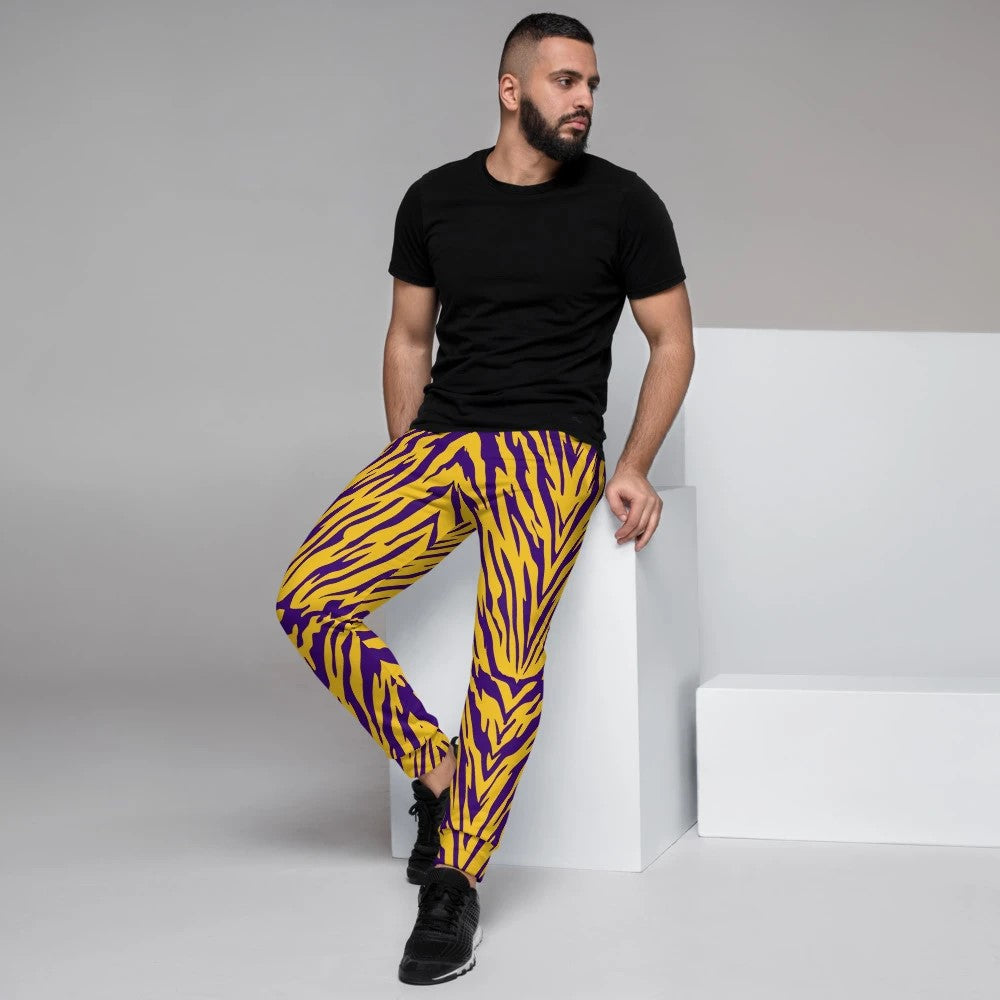 Purple and Gold Tiger Striped Slim Fit Men's Joggers